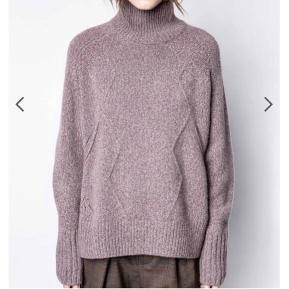 Zadig & Voltaire Purple Dine Recycled Cashmere Turtleneck Sweater - Picture 2 of 10